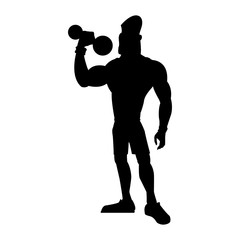 man weight lifting bodybuilding sport pictogram vector illustration