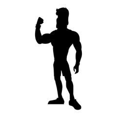 man strong muscle bodybuilding sport pictogram vector illustration