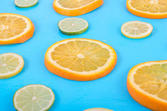 Citrus on a bright background. Texture