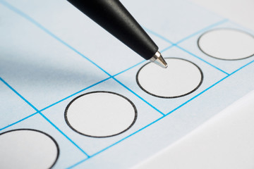 Voting paper or ballot paper with pen