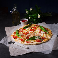 vegetarian wild garlic pizza