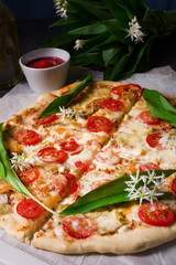 vegetarian wild garlic pizza