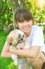 Young girl with dog