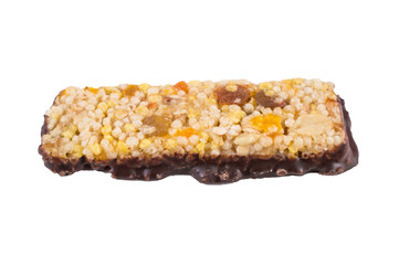 A bar of cereals on a white background