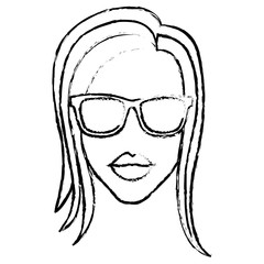 woman with sunglasses icon over white background. vector illustration
