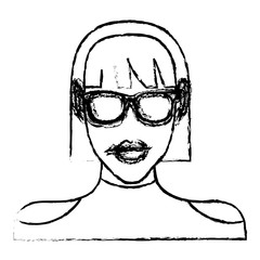 woman with sunglasses icon over white background. vector illustration