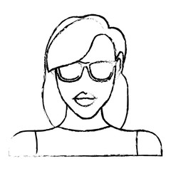 woman with sunglasses icon over white background. vector illustration