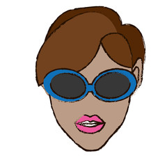 woman with sunglasses icon over white background. colorful design. vector illustration