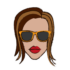 woman with sunglasses icon over white background. colorful design. vector illustration
