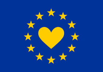 Ich liebe Europa, Europa Sterne, EU Symbol, Europäische Union, Herzschlag,  © Anne Mathiasz