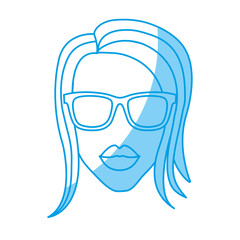 woman with sunglasses icon over white background. vector illustration