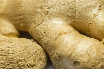 Fresh ginger on white background,raw material for cooking