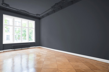 Fototapeta premium empty room, wooden floor in new apartment