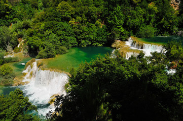 Fototapeta na wymiar Wasserfälle, u.a. Drehort der Winnetou Filme, Nationalpark Krka, Region Sibenik-Knin, Mitteldalmatien,