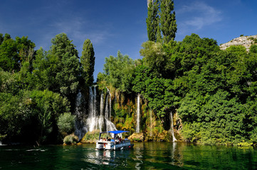 Wasserfall "Roški slap", Wasserfälle, u.a. Drehort der Winnetou Filme, Nationalpark Krka, Region Sibenik-Knin, Mitteldalmatien