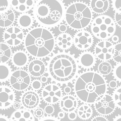 Seamless pattern silhouette cut gears mechanical machine parts clock gearwheel. Design for scrapbooking, business cards, background for craft