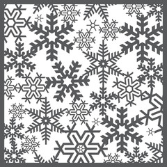 Pattern silhouette cut tracery Christmas snowflakes. Design for scrapbooking, business cards, background for craft
