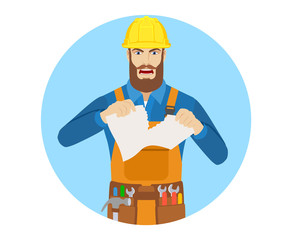 Angry Worker tearing paper