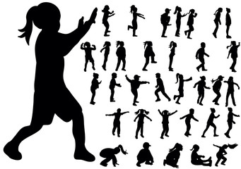 silhouette of children, big collection