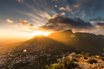 Fotobehang Tafelberg Tafelberg zonsopgang