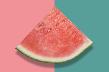 Piece of watermelon on colorful background