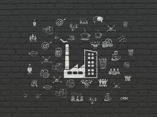 Finance concept: Industry Building on wall background