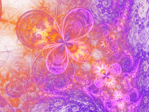 Colorful fractal floral pattern, digital artwork for creative graphic design