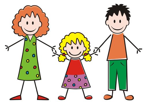 family, mother, daughter and father, vector icon, funny illustration