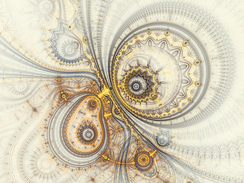 Abstract design of steampunk watch, digital fractal artwork