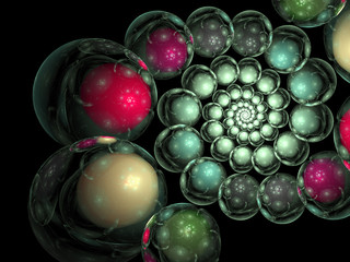 Green fractal spiral, digital artwork for creative graphic design