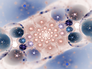 Fototapeta premium Sparkling fractal bubbles, digital artwork for creative graphic design