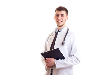 Young man in doctor gown