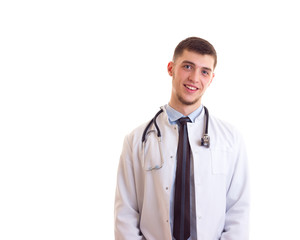 Young man in doctor gown