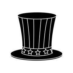 top hat celebration party national decoration silhouette vector illustration