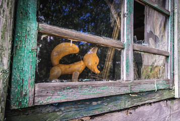 House in desolate Mashevo village in Chernobyl Exclusion Zone, Ukraine