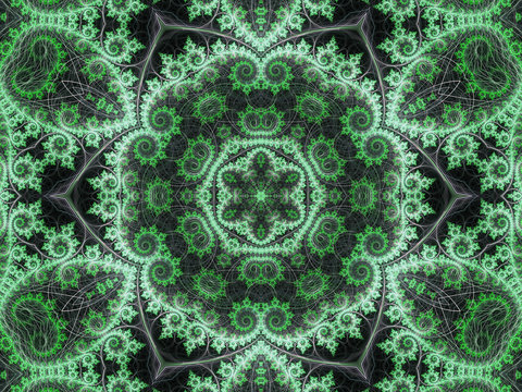 Fiery theme fractal spirals, digital artwork for creative graphi