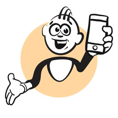Stickmamn Emotion Man with Cellphone