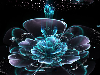 Fototapeta premium Fraktal kwiat, cyfrowa grafika do kreatywnego projektowania graficznego