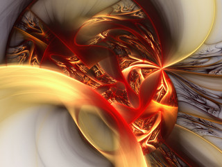 Golden fractal pattern, digital artwork for creative graphic design