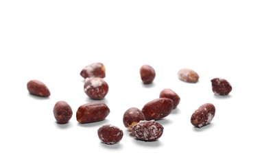 pile salted fried peanuts isolated on white background