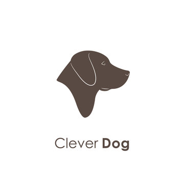 Clever Portrait of Labrador Dog. Logo animal. 