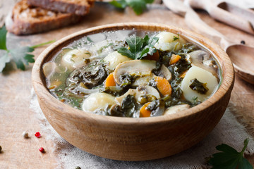 Mushroom soup with vegetables