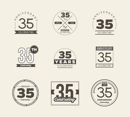 35 years anniversary logo set. Vector illustration.