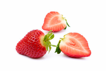 Fresh red strawberries isolated on a white background