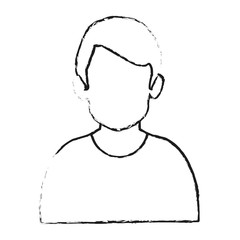 blurred silhouette half body faceless man with t-shirt vector illustration