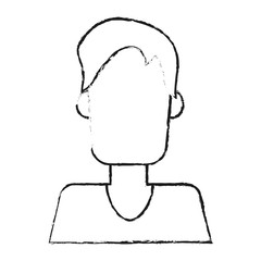 blurred silhouette caricature faceless half body man with t-shirt vector illustration