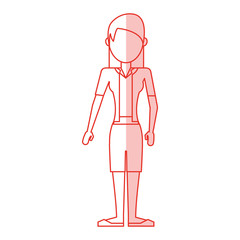 red silhouette shading caricature faceless woman with casual clothing vector illustration