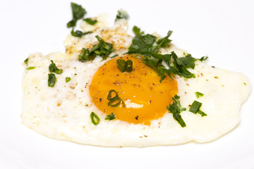 Fried egg isolated on white background for Breakfast