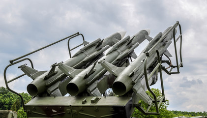 Surface to air missiles on launcher