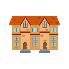 houses facade brick windows door traditional vector illustration